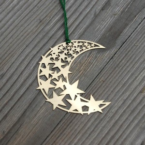 Moon and Stars Brass Ornament Moon and Stars Brass Christmas Ornament Decoration