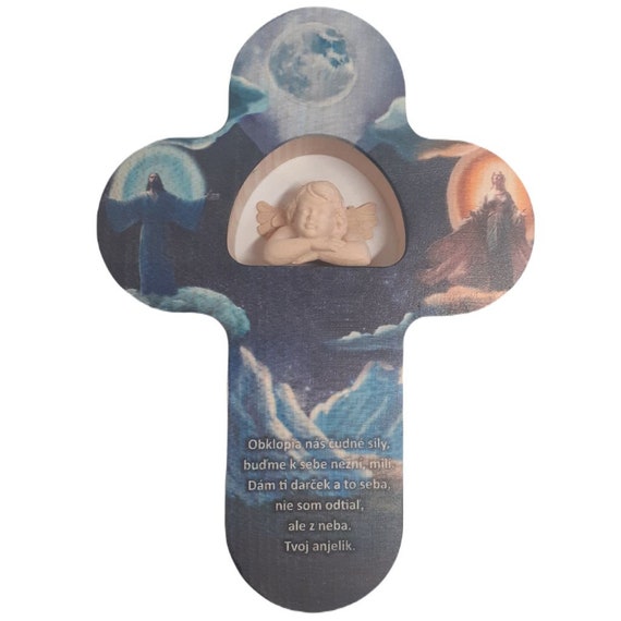 Children's Wooden Cross With Prayer Religious Gifts, Catholic