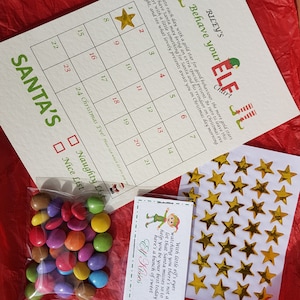 Personalised Christmas Kids Children Reward Behaviour ELF star sticker chart