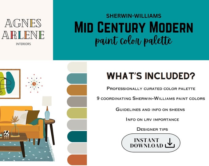 Mid Century Modern Color Palette, Sherwin Williams, Interior Paint ...