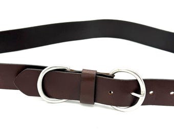 Vintage Italian Leather Belt: Dark Brown Double Prong Buckle  display picture 3