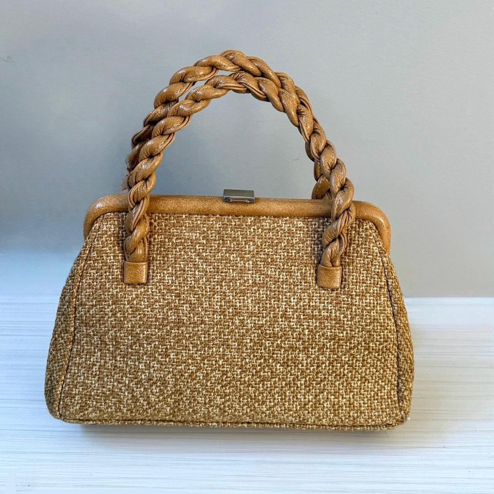 Sac à Main Vintage JR Florida Cuir Marron - Fabriqué USA Années 50 - Dimensions 12" X 8.5" X 3.5"