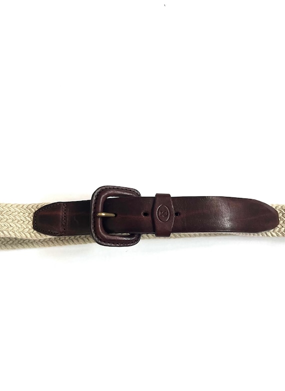 Vintage Liz Claiborne Tan Braided Belt With Leather Clasp  display picture 3