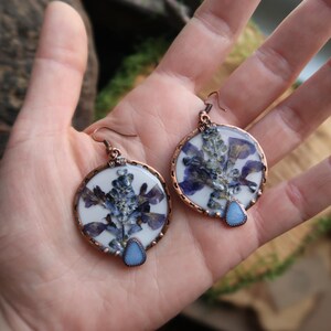 Perennial - Real Pressed Lavender Copper Earrings