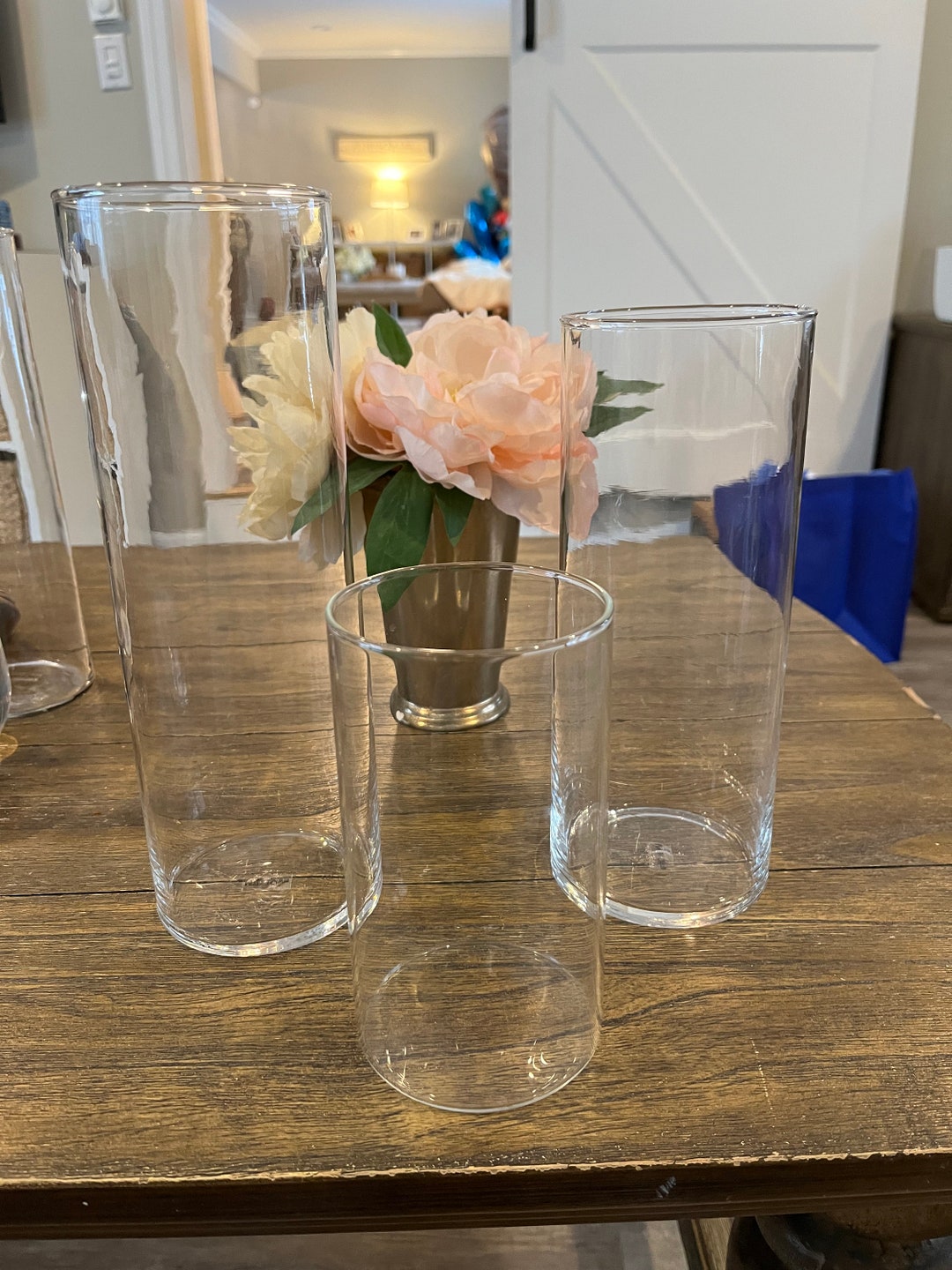 Glass Cylinder Vases Set of 3 Decorative Centerpieces for Home or Any