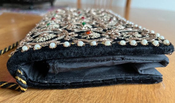 Vintage Kane-M Purse Black Velvet Beaded , Braide… - image 2