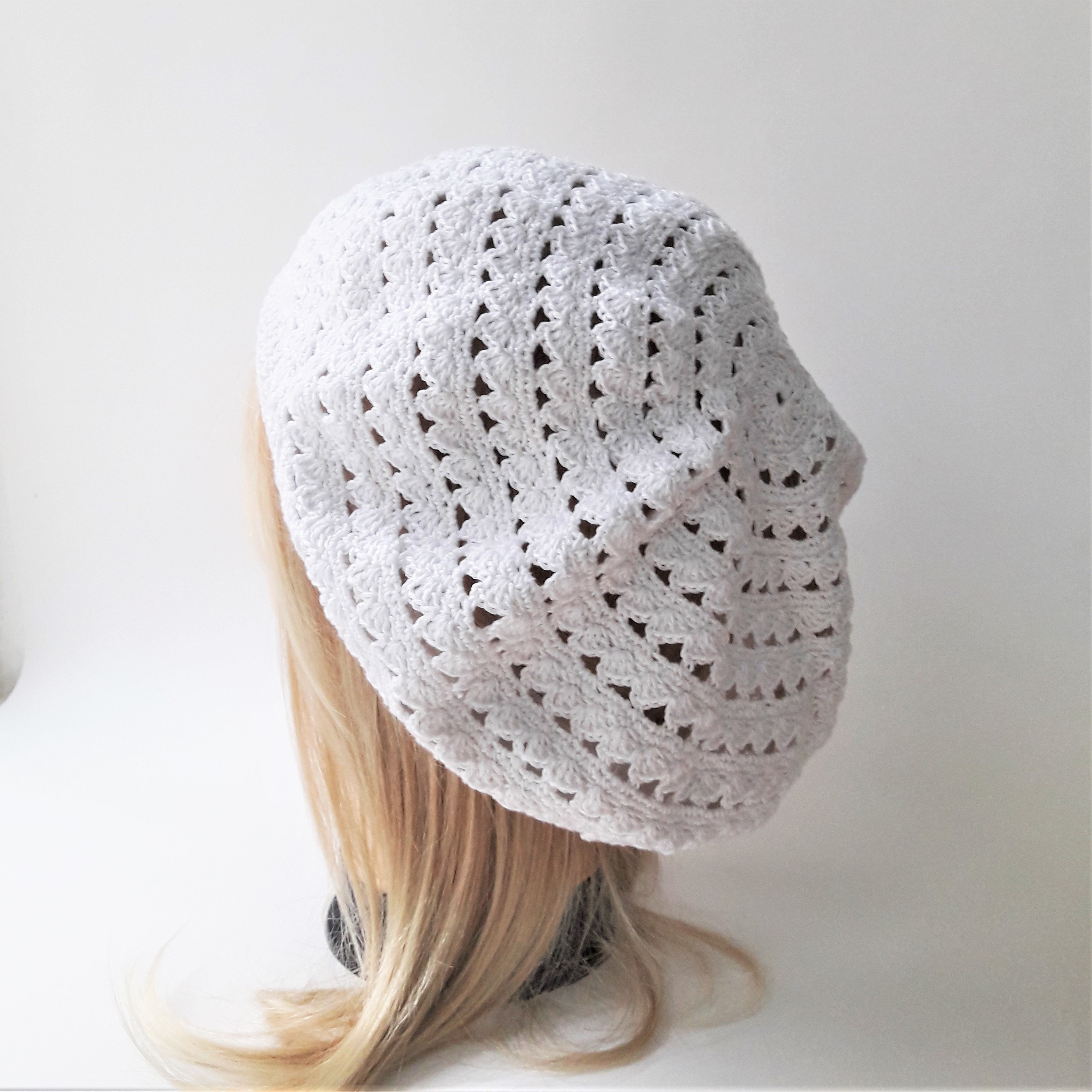 Women's summer beret crocheted Crochet White Hat Summer Etsy
