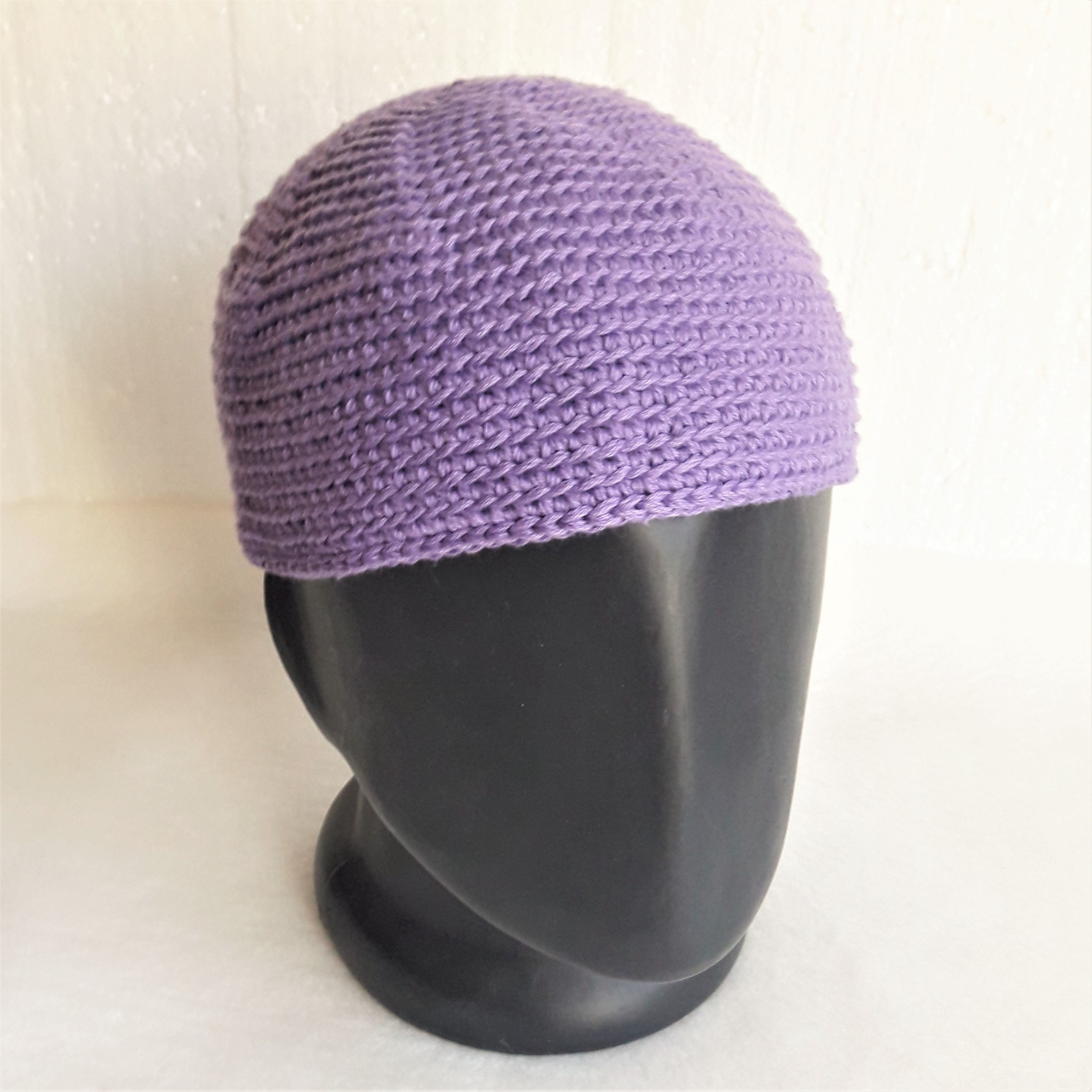 Men's cotton skull cap crocheted purple colour cotton Etsy