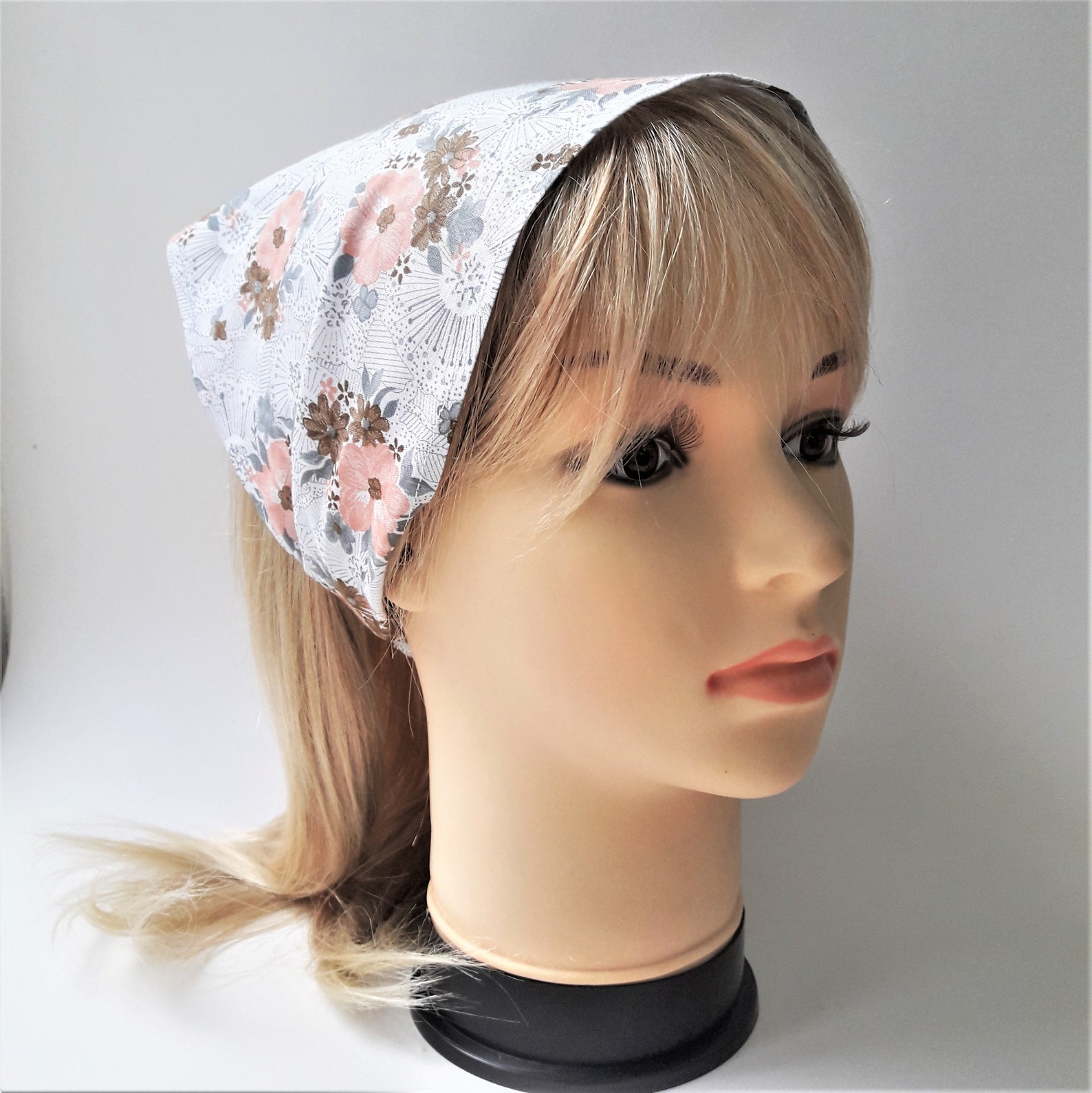 Handmade cotton bandana with floral print headscarf with Etsy