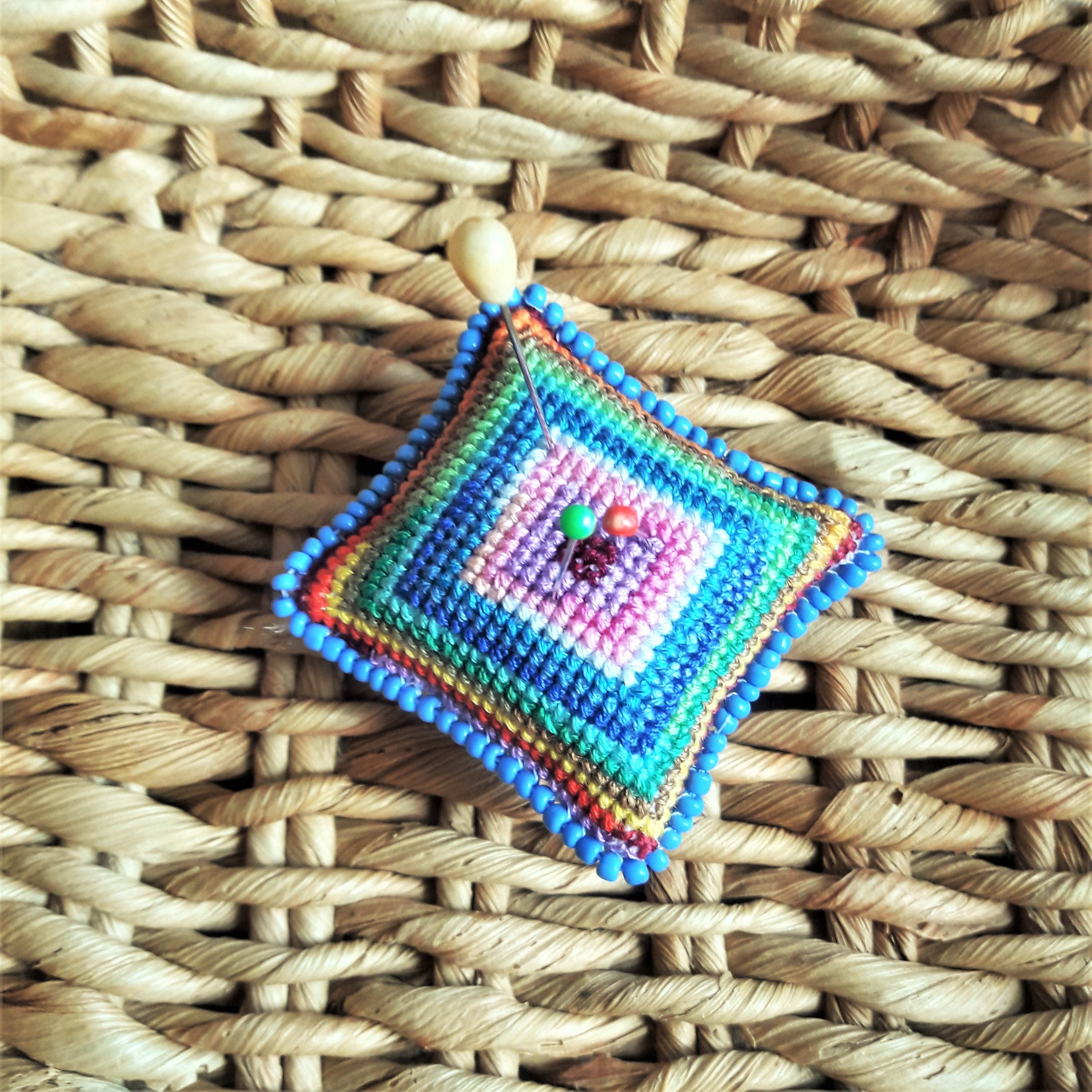 Pincushion embroidered Handmade pincushion Cross Stitch Decor Etsy