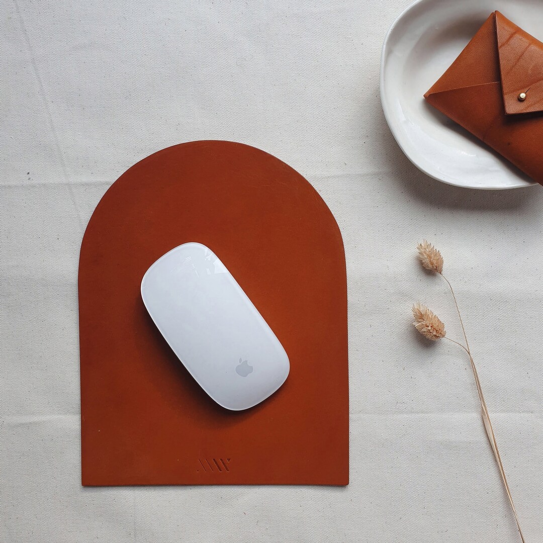 Leather Mouse Pad Mat Personalised Handmade Mousepad Minimal Etsy