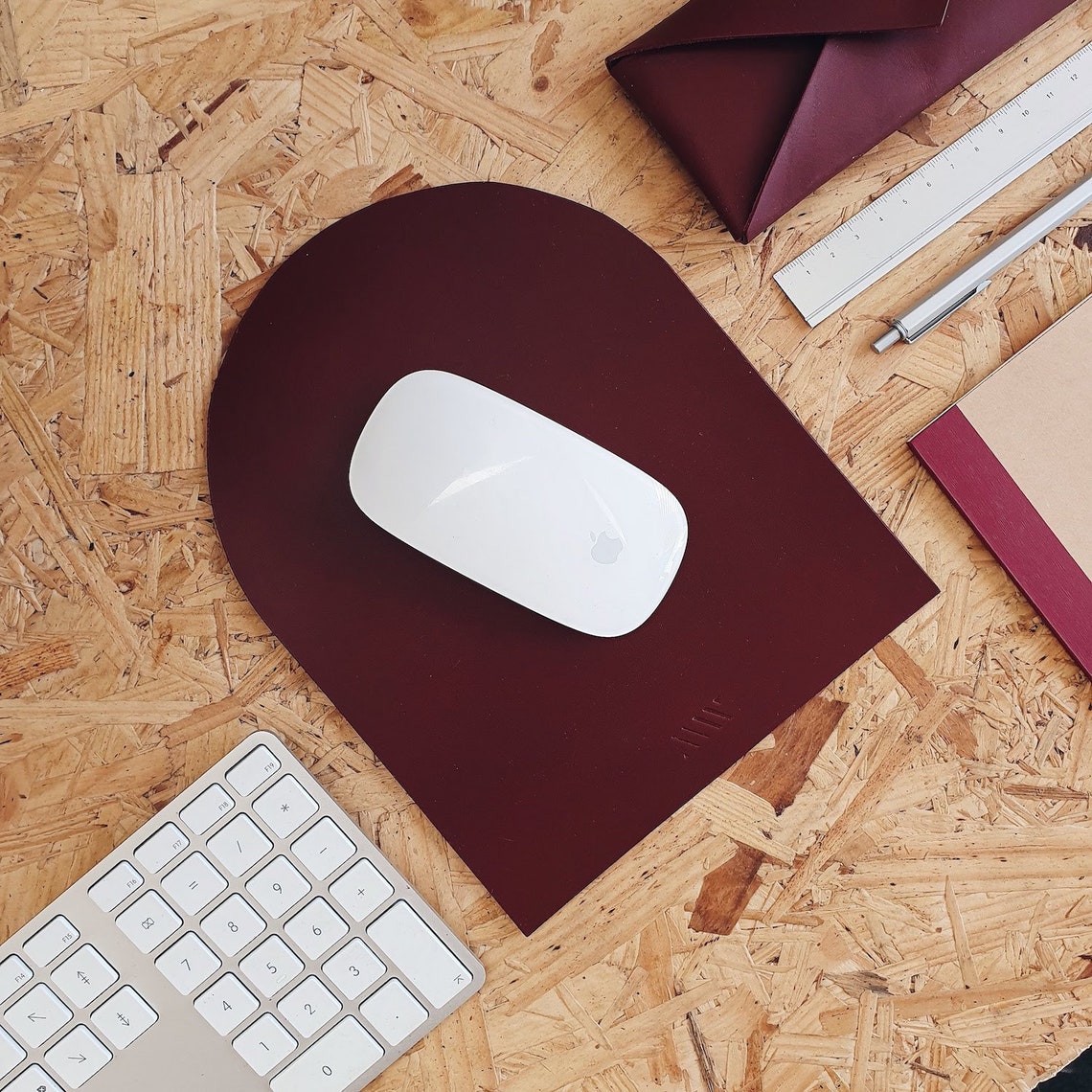 Leather Mouse Pad Mat Personalised Handmade Mousepad Minimal Etsy UK