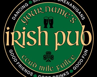 Personalized Irish Pub Custom Irish Name Unisex Jersey Short Sleeve Tee