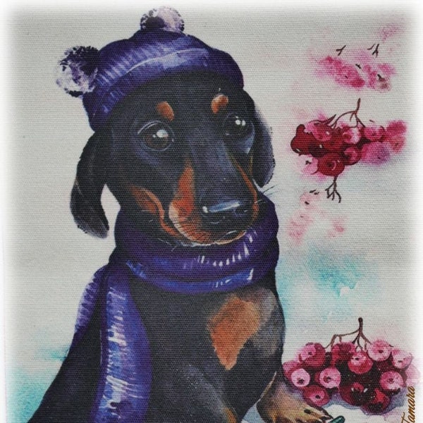 Tissu patch vignette 15 X 20 cm chien Teckel, tissu coton, vignette de tissu, coupon chien, Teckel, Basset, chien noir et feu