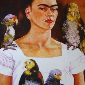 Frida Khalo patch fabric, Frida Khalo fabric coupon, Frida Khalo painting, Frida Khalo painting, Frida Khalo seam, parrot fabrics image 8