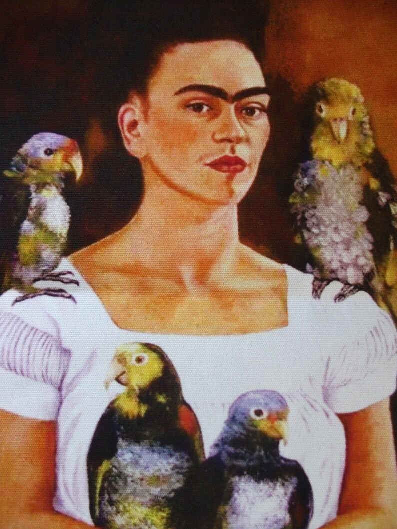 Frida Khalo patch fabric, Frida Khalo fabric coupon, Frida Khalo painting, Frida Khalo painting, Frida Khalo seam, parrot fabrics image 8