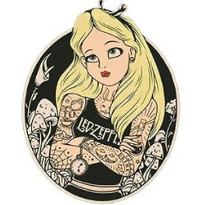 Alice in Wonderland iron image transfer, Tattooed Alice, Alice patch, clothing customization, Alice rock