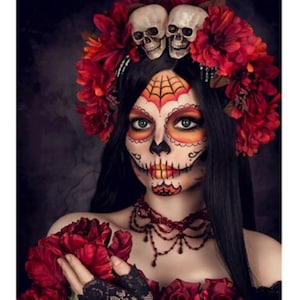 Transferencia de imagen La Catrina, Mujer Calavera, Parche Catrina, Parche Mujer Calavera, Personalización de ropa, Mujer Mexicana