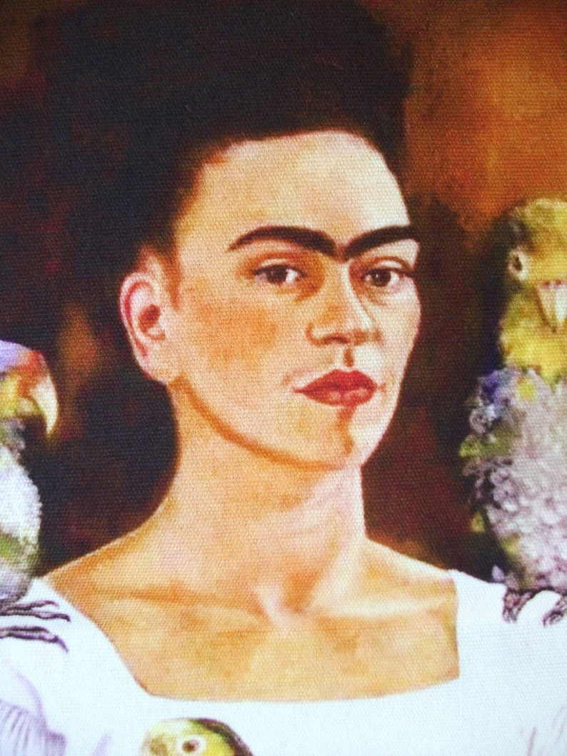 Frida Khalo patch fabric, Frida Khalo fabric coupon, Frida Khalo painting, Frida Khalo painting, Frida Khalo seam, parrot fabrics image 4