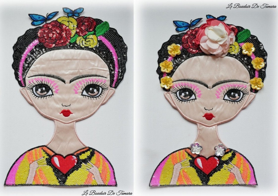 Alegaciones me quejo alimentar Parche grande bordado Frida Kahlo 3D 27 x 17 cm bordado Frida - Etsy España