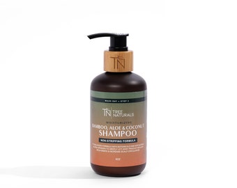 Bamboo, Aloe & Coconut Shampoo - 8oz, handmade, jojoba beads gently massage scalp, moisturizing formula
