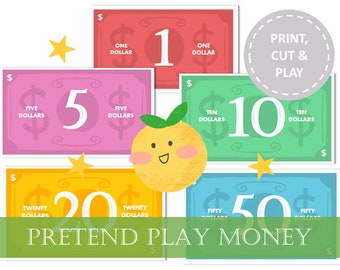 Pretend Play Money Printable Digital Download Imaginative Cash Make Believe Children Role Playing Learning