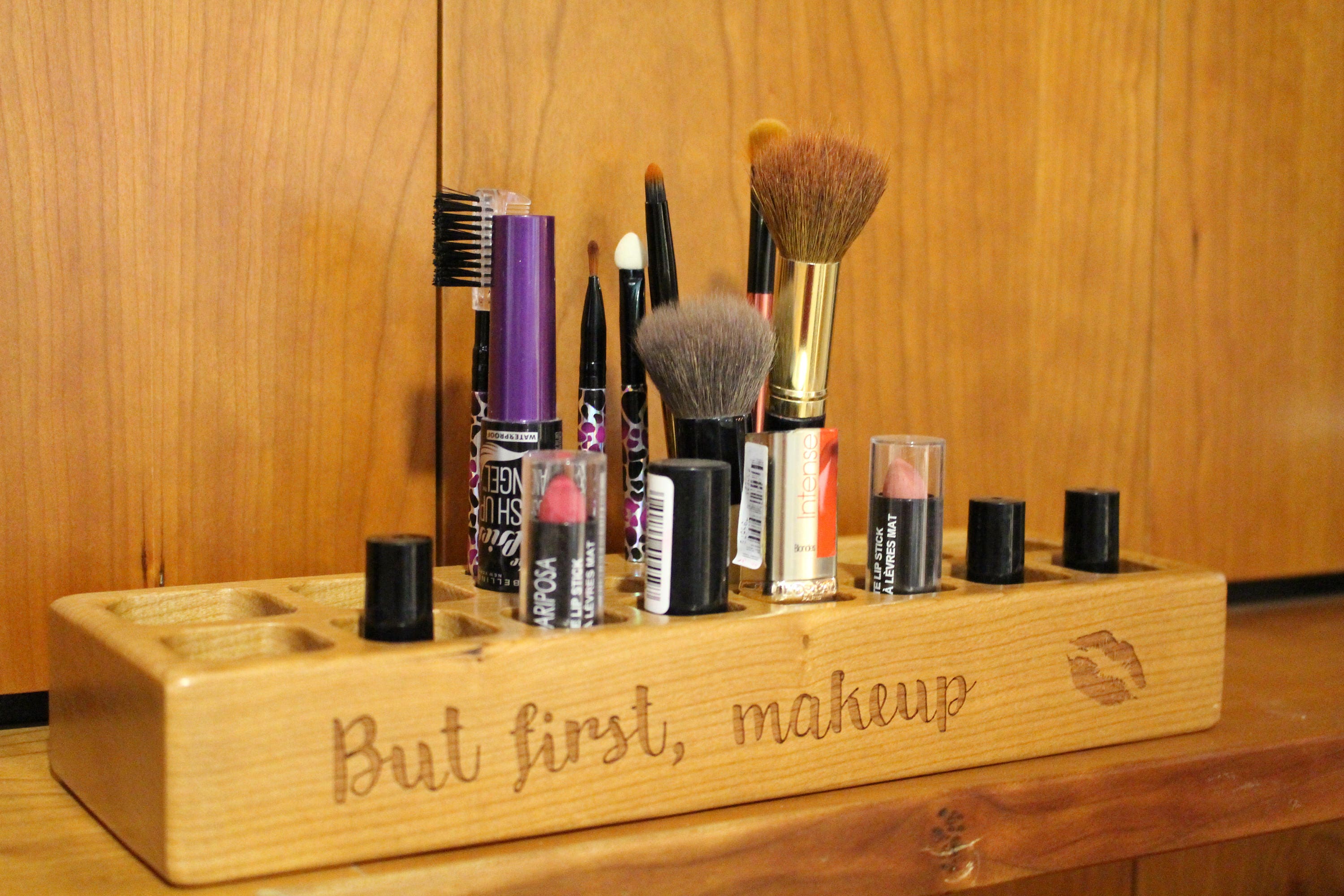 NEW Wood Lipstick/Makeup Holder w/ Lasered Quote & Lips Etsy