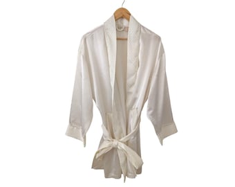 Vintage Gold Label Victoria's Secret VS Satin Robe Kimono Floral Trim O/S