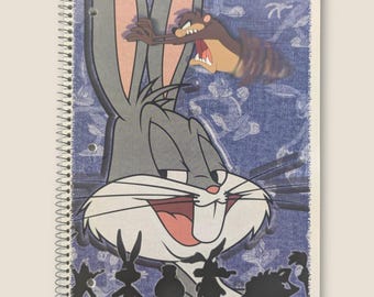 Cuaderno vintage de 1998 de Looney Tunes, 26,7 cm (10,5 pulgadas), Bugs Bunny, 60 hojas, rayado ancho.