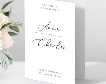 Program Booklet Wedding Ceremony Template Calligraphy Folded Wedding Program Printable Wedding Template Instant Download Wedding Ceremony 11