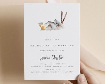 Aspen Bachelorette Invitation Ski Trip Editable Bachelorette Template Colorado Weekend Itinerary Printable Mountain Hen Party Bridal