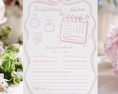 Pink Bow Baby Shower Predictions and Advice Card - Coquette Bow (Instant Download)
