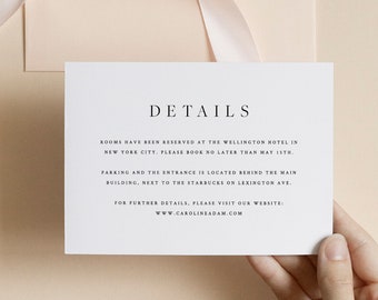 Wedding Details Card Template Elegant Classy Wedding Invitation Insert Details Card Instant Download Printable Wedding Invitation Template