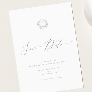 Muschel Save the Date Vorlage, Nautical Save the Date Karten, Hochzeit am Strand, Save the Date Printable, bearbeitbare Vorlage Instant Download 32