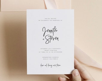 greenery wedding invitation template fern leaves printable etsy
