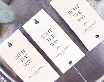 Light The Way Tag, Wedding Sparkler Tag Template, Editable Sparkler, Wedding Favors, Modern Minimalist Sparker Tags, Instant Download 02