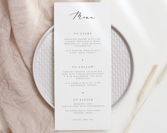 Modern Wedding Menu Wedding Menu Template Simple Menu Cards Menu Printable Dinner Menu Templett Editable Menu Instant Download 11