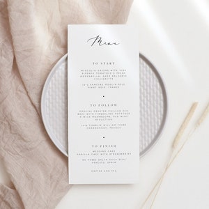Modern Wedding Menu Wedding Menu Template Simple Menu Cards Menu Printable Dinner Menu Templett Editable Menu Instant Download 11
