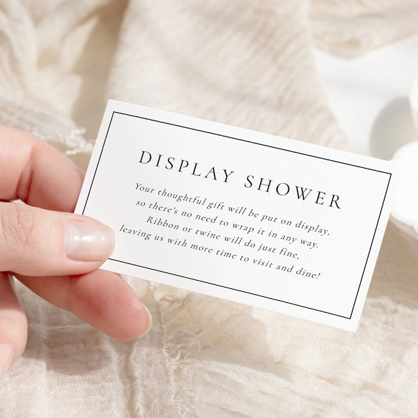 Display Shower Card, Elegant Display Shower Card, Minimalist Bridal Display Shower Insert, Unwrapped Gift Insert, Baby Shower Insert 49