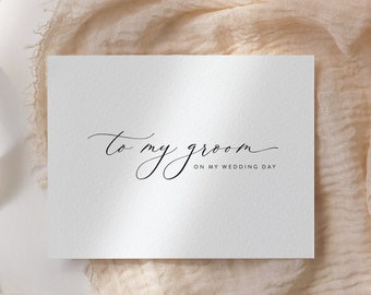 To My Groom On my Wedding Day Card, Modern Minimalist To My Groom Card, Wedding Day Card to Groom, Instant Download, Editable Template 02