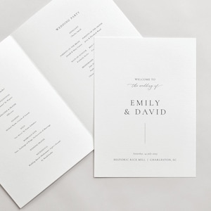 Minimalist Wedding Ceremony Program Template, Modern Minimalist Wedding Program, Elegant Printable Program, Instant Download 49