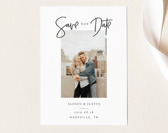 Photo Save The Date Template Boho Save the Date Photo Template Instant Download Templett Printable Engagement Save Date Editable Wedding 09