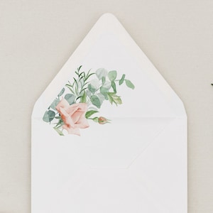 Soft Pink Floral Envelope Liner Template, Greenery Floral, Instant Download, Floral Envelope Liner, Envelope Liner Printable, A7 envelope 40