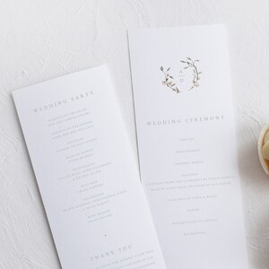 Wedding Ceremony Program Template Wedding Program Printable Clean Wedding Template Wedding Ceremony Edit Yourself Monogram Wreath 39