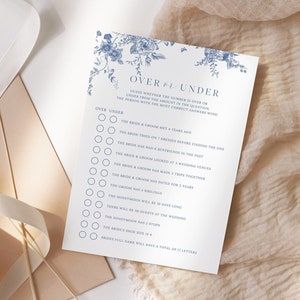Over or Under Bridal Shower Game, Navy Blue Floral Bridal Shower ...