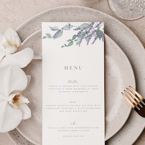 Lavender Wedding Menu Template, Printable Menu, Editable Menu Instant Download, Templett, Dinner Menu Cards, Edit Yourself 29