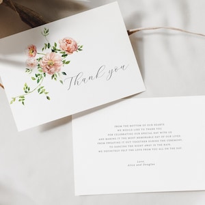 Floral Dankeskarte, Pfingstrose Dankeschön, Pink Floral, druckbare Dankeschön-Karte, minimalistische Blumen, bearbeitbare Hochzeitsvorlage 12