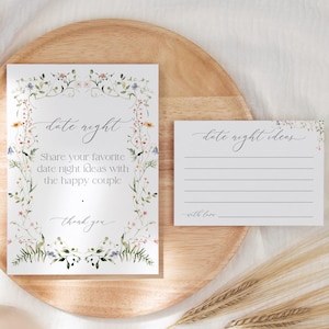 Tarjeta con ideas para una cita nocturna, letrero con ideas para una cita nocturna con flores silvestres, juego imprimible, descarga instantánea, letrero floral para despedida de soltera, tarjeta con ideas para una cita nocturna 65