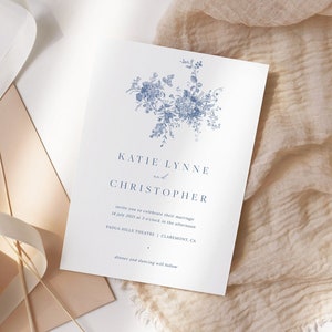 Vintage Floral Wedding Invitation, Navy Blue Invitation Template, Printable Victorian Invitation, Instant Download, Botanical Invite 43