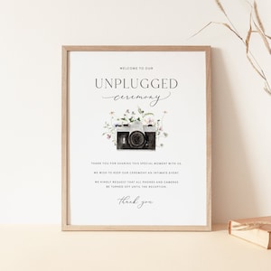 Floral Unplugged Ceremony Sign, Unplugged Ceremony Sign Printable, Unplugged Wedding Sign, Editable Wedding Sign, Instant Download 05